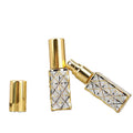 Screw cap fine mist gold aluminum atomizer glass  spray perfume bottle 12ml square refillable luxury electroplate perfume bottle