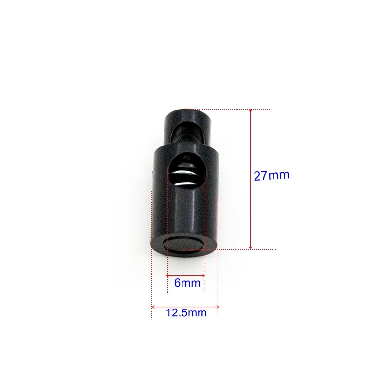 27x12.5mm Column Shape Plastic Spring Cord Lock for Backpack Shoe Lace Garments