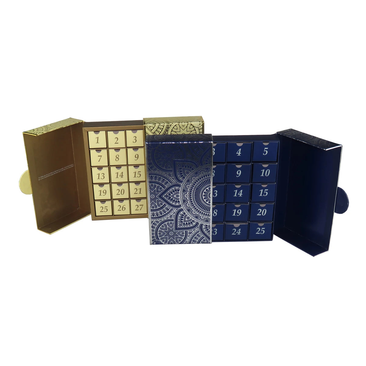 Luxury Customized Advent Calendar Box Paperboard Gold Foil Cosmetic Perfume Embossing Matt Lamination UV Coating Premium
