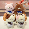 Cartoon Kawaii Mini Animal Toy Pendant Backpack Bag Charm Cute Stuffed Coffee Cat Plush Doll Keychain Coffee Bear Key Chains