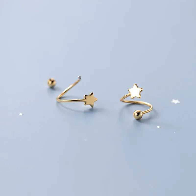 Small Star Shape 18K Gold Plated 925 Sterling Silver Stud Earrings Fashion Jewelry for Women Girls