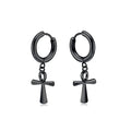 Punk Unisex Jewelry Hoop Earrings Stainless Steel Cross Pendant Earring