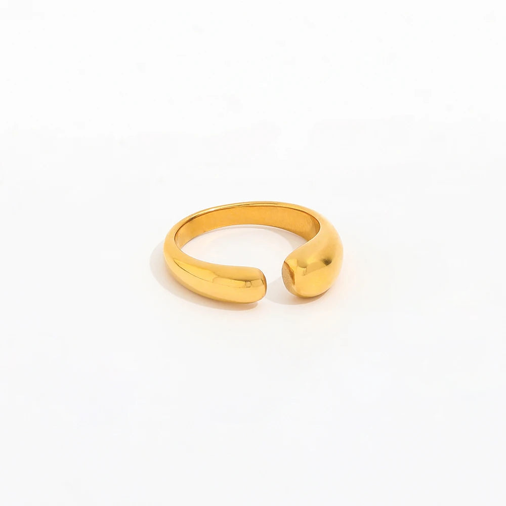 Fenny 18K Gold Plated Wholesale Waterproof&No Fade Fashion Personality Drop Opening Stainless Steel Finger Ring for Women