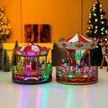 JIUYI Rotating LED Hores Christmas Carousel Decoration Music-Enabled Holiday Ornament for Christmas Village and Bobsleigh Scene
