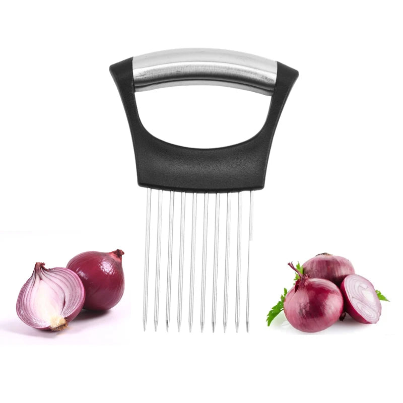 304 Stainless Steel Onion Needle Slicer Kitchen Tool Onion Fork Holder Meat Tenderizer Loose Meat Needle