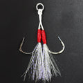 High Carbon Steel Assist Jig Hook Iron Plate Double Hook with Bright Silk Fishing Swing for Sea Boat Fishing MegaBDM