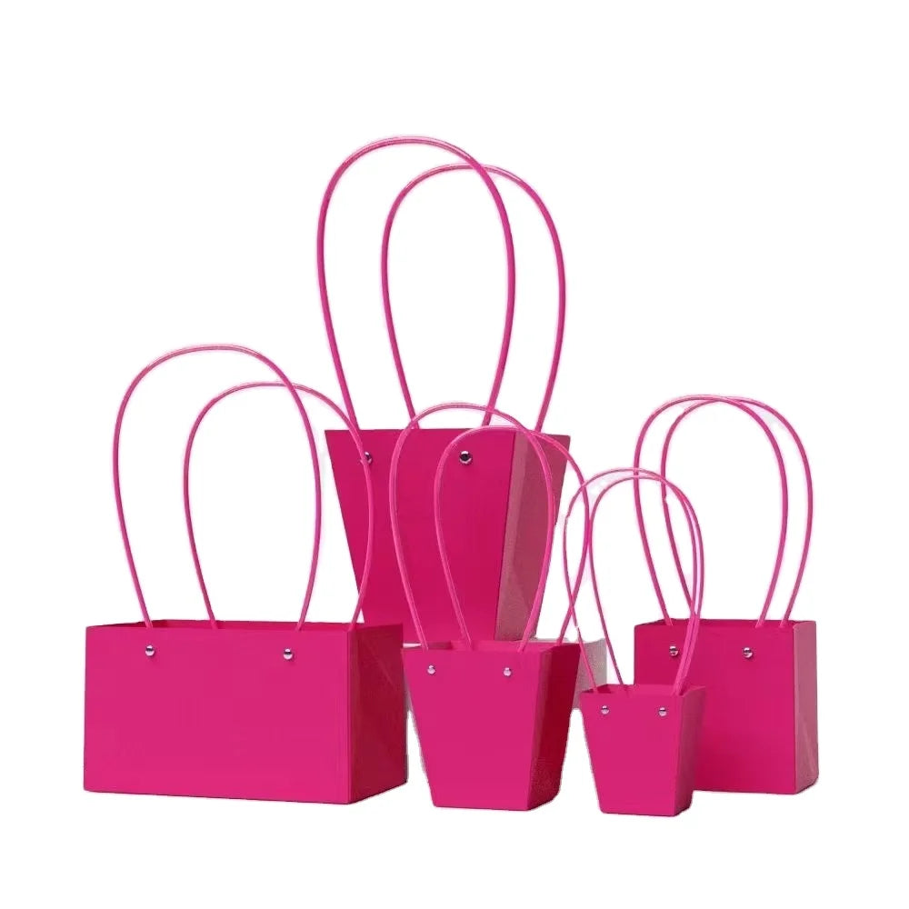 Bright Flower Packaging Handbag Portable Handheld Cardboard Square Bouquet Flower Bag for Mother's Day
