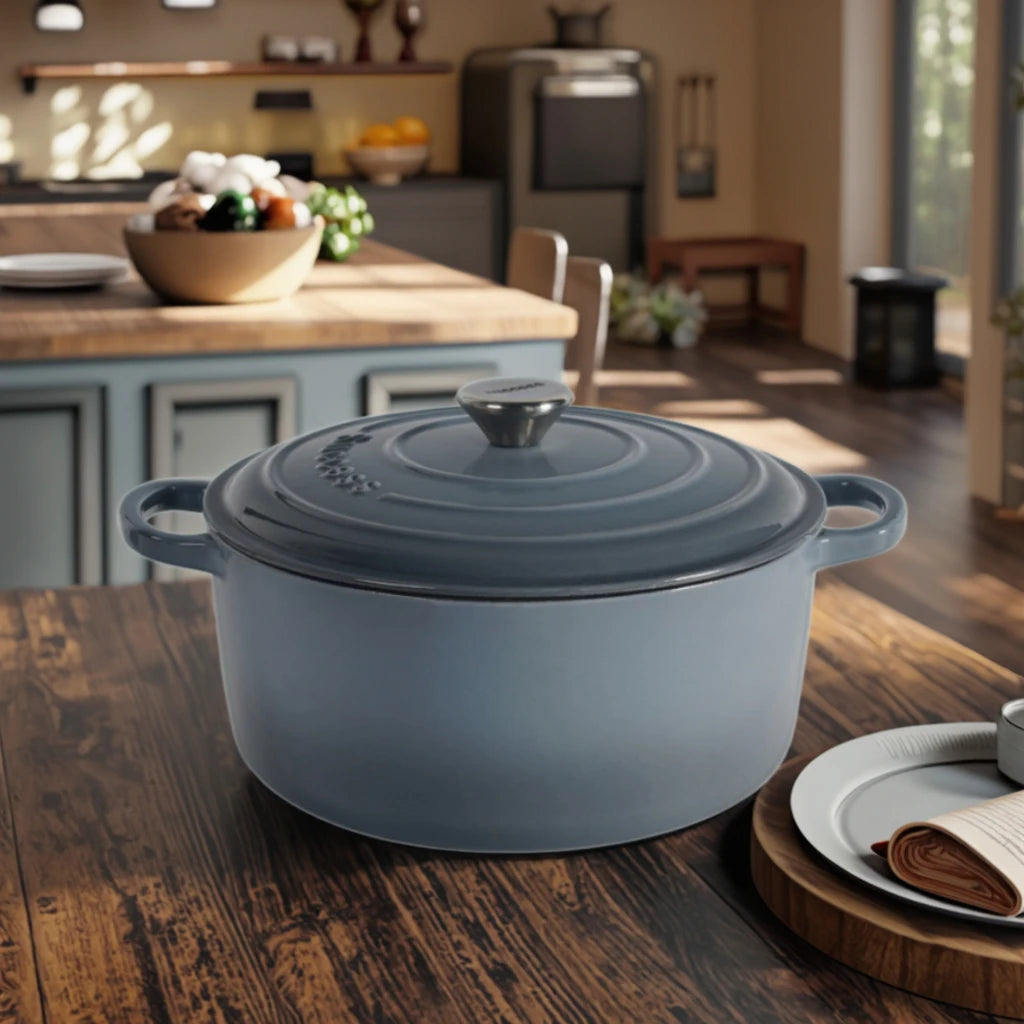 Pendant Colorful Cast Iron Enameled Casserole Cookware Deep Round Covered Casserole Cookware Dutch with Metal Lid Oven