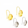 Classic Style DIY Women's Ear Ring Earrings 316 Stainless Steel with Gem Bezel Gold Plating Fine Earings Wires