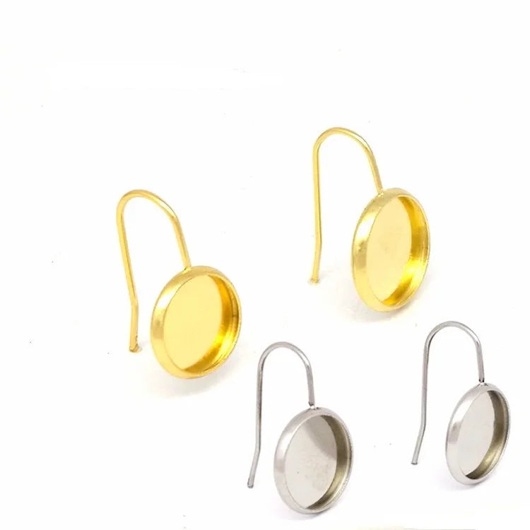 Classic Style DIY Women's Ear Ring Earrings 316 Stainless Steel with Gem Bezel Gold Plating Fine Earings Wires