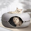 DoubleFly Modern Classic Comfortable Durable Tunnel Cat Bed Interactive Solid Nylon Donut Cave All Seasons Universal