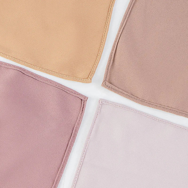 Premium Flowy Chiffon Shawl Muslim Wholesale Tudung Solid Neat Stitching Korea Chiffon Hijab for Islamic Headwrap