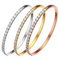 Wholesale Custom Stainless Steel 18K Gold Plated Zircon Opening Bangles Bracelet for Ladies
