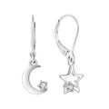 Fine Eight Pointed Star Earrings for Women 925 Sterling Silver Custom Moissanite Earrings Elegant Charm Small Moon Earrings