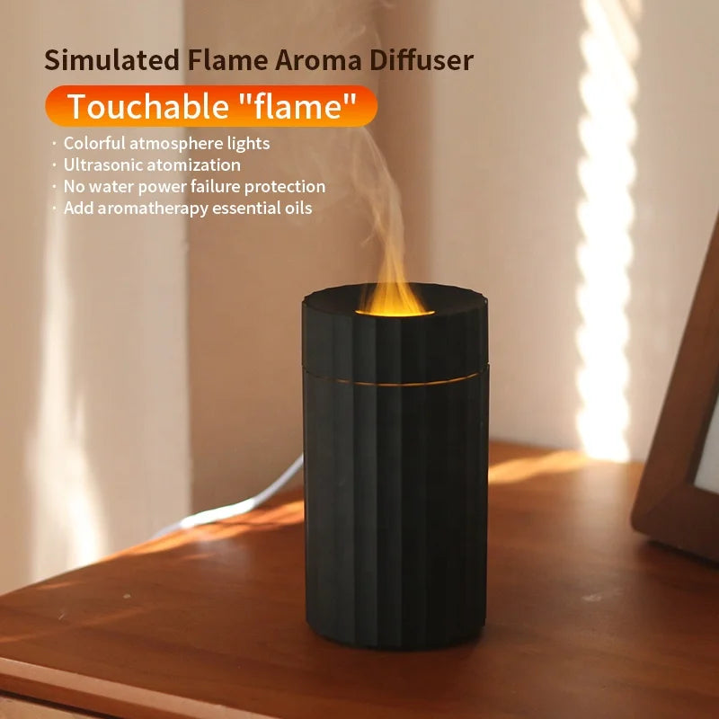Colorful Flame Aroma Diffuser Voiture Humidifier  Portables USB Charging Noiseless Fire Essential Oil Diffuser for Car Office