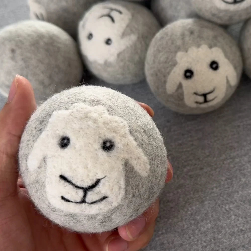Custom Logo Eco-Friendly Reusable 100% Handmade Organic New Zealand Grey Wool Dryer Balls for Shorten Drying Time
