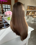 Dark Brown Color Raw Virgin Hair Wigs Kosher Jewish Wig Small Knots High Density Double Drawn Lace Frontal Silky Straight Hair