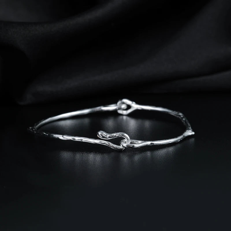 High Quality Exaggerated 925 Sterling Silver Branch Bracelet Braided Trend Arm Silver Irregular Bangles