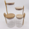 Eco-friendly Glass Jar With Spoon Glass Food Storage Bottles With Bamboo Lid