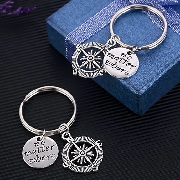 No Matter Where Key Chain Airplane Compass Passport Postcard Anchor Rudder Pendant Live Your Dream Key Chain