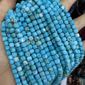 Wholesale Natural Semi-precious Stone 6*6mm Square Faced Turquoise Cube Beads for Jewelry Making