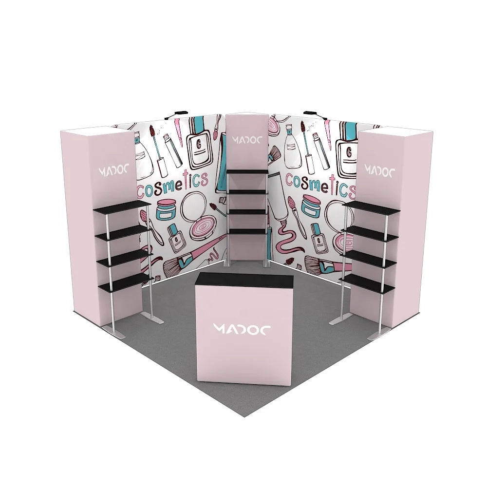 10x10 Custom Modern Aluminum Tool Free Portable Expo Backdrop Display Trade Show Booth Exhibition