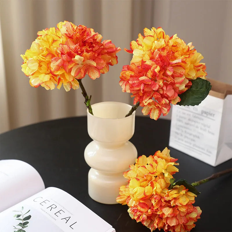 Factory Wholesale New Artificial Hydrangea Flower European Vintage Home Decoration Wedding Arrangement Burnt Edge Hydrangea