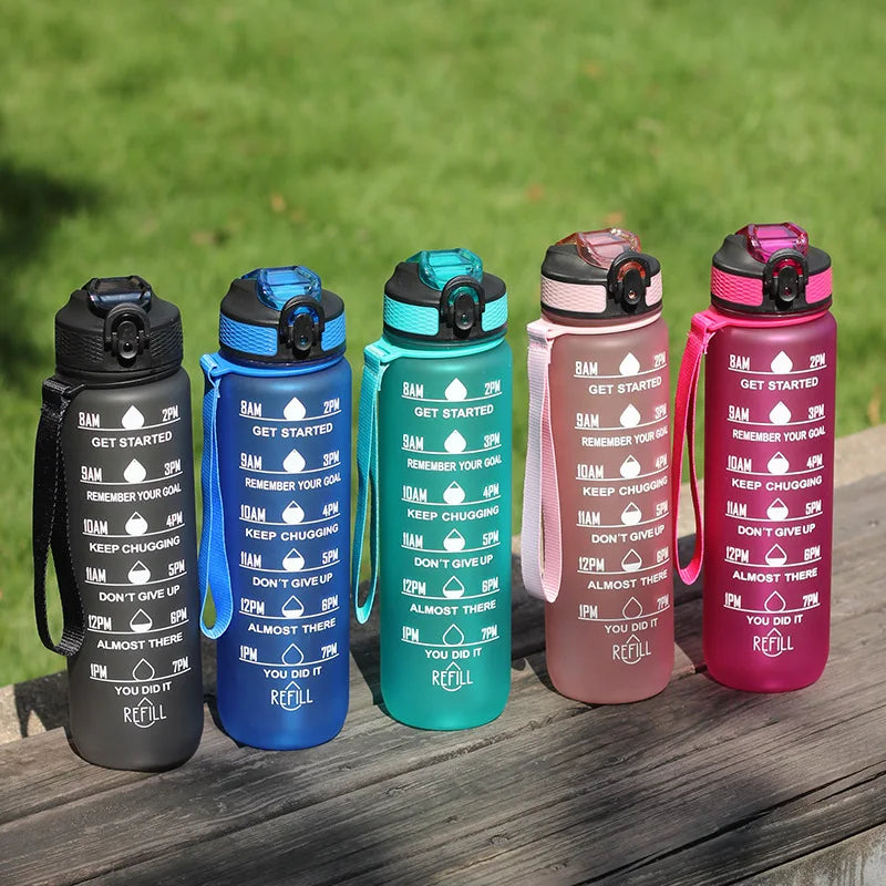 Drinkware Tritan BPA Free 1L 32OZ Water Bottles Sport Motivational Water Bottles with Water Bottle Sleeves