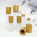 Friendly Ecological Bamboo Lid Wood Cap Skin Care Packaging Cosmetic50g 2oz   Frosted Glass Cream Jar Lotion Spray Pump Bottle