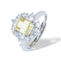 Wholesale 925 Sterling Silver Fine Jewelry Lemon Yellow Emerald Cut Moissanite Diamond Adjustable Size Engagement Ring for Lady