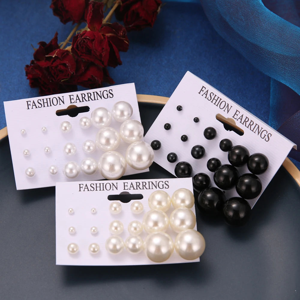 New Fashion Pearl Earrings Women's Stud Earrings Fashion Vintage Jewelry