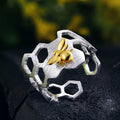 Lotus Fun Wholesale Bee Ring Jewelry Silver Ring Handmade Animal Adjustable Sterling Silver Ring Fine Jewelry for Women