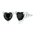 Somen 925 Sterling Silver Demon Heart Stud Earrings Black Zircon Simple Earrings