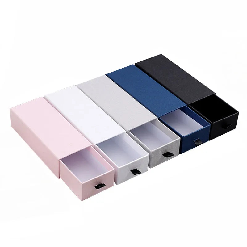 Custom Cardboard Jewelry Packaging Box with Sliding Drawer for Necklace Sunglasses Industrial Shipping Embossing Matt Lamination