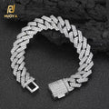 Hip Hop Jewelry 12mm Diamond Cuban Chain Bracelet Silver Plated Brass With Iced Out Zircon Cuban Link Chain Bracelet for Women