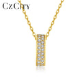 CZCITY Chain Pendant Trendy Square Circle Gold Jewelry 925 Zircon Pendent Fashion Woman New Necklace