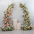 Custom White Roses and Pink Flower Arch Wedding Backdrop Soft Outdoor Entrance Decoration for Ceremony for Valentine's Day