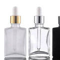 Clear Black Glass Essential Oil Pump Spray Bottles 15ml 30ml 100ml Perfume Square Rectangle Glass Dropper Screen Printing Carton
