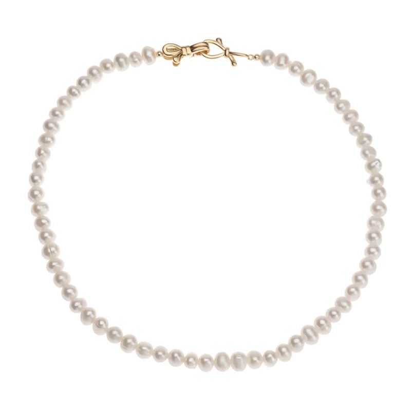 Wholesale Genuine Vintage Freshwater Pearl Necklace Elegant Bow Jewelry with Elegant Vintage Pearl Bow Freshwater Necklace