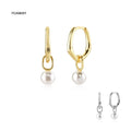 FUAMAY Guangzhou Shenzhen White Freshwater Pearl Earrings Jewelry Geometric Round Hoop Earrings