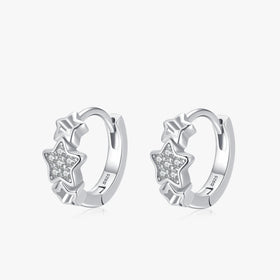 Ailmay Fashion 925 Sterling Silver Sparkling Clear Zircon Star Earrings for Women Classic Wedding Statement Fine Jewelry