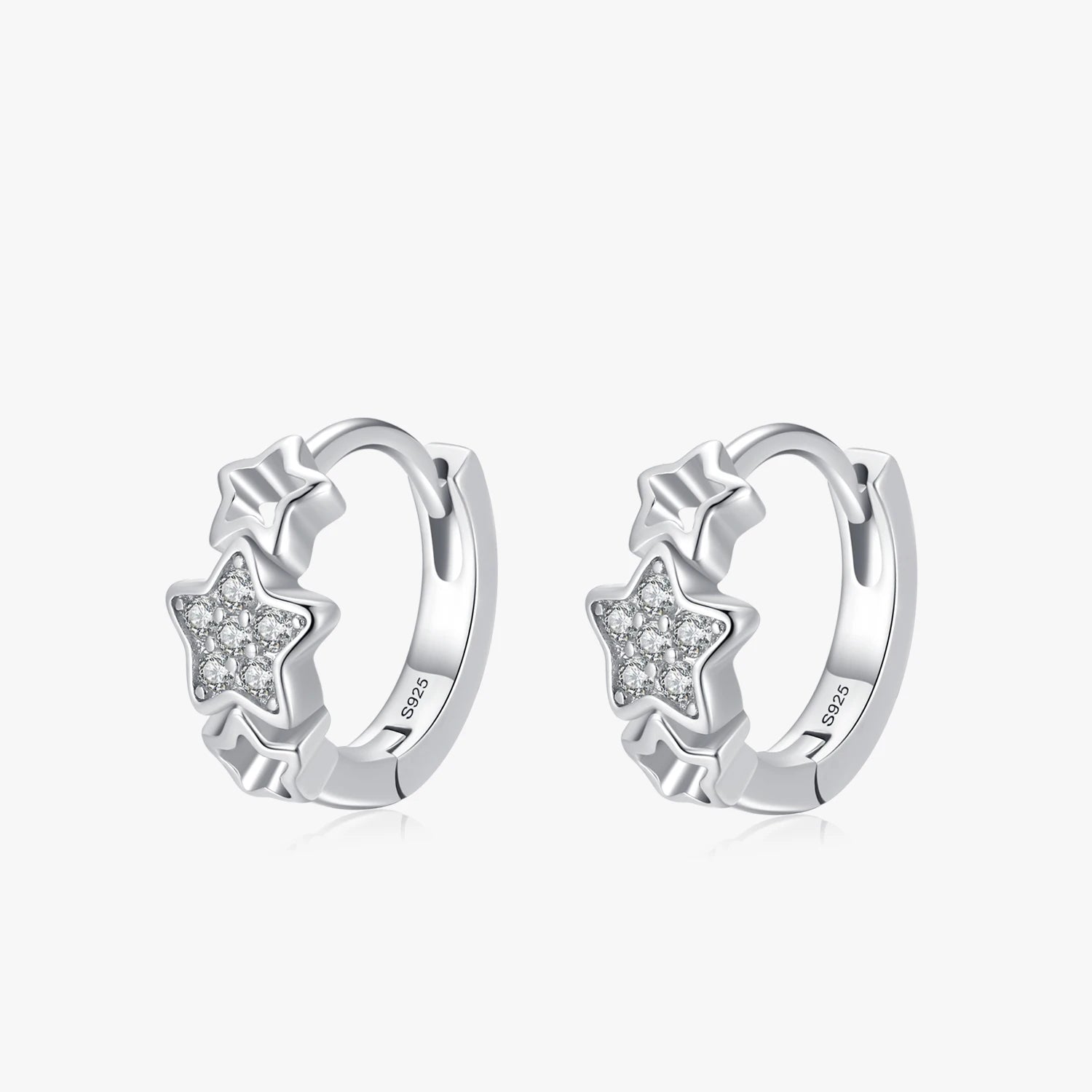 Ailmay Fashion 925 Sterling Silver Sparkling Clear Zircon Star Earrings for Women Classic Wedding Statement Fine Jewelry