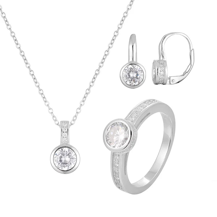 POLIVA 925 Sterling Silver Fashion Jewellery Sets Rhodium Plated Diamond Wedding CZ Gold Plated with Zircon Main Stone for Gifts