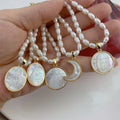 Saint Mary Women's Natural Freshwater Pearl Necklace Gold Plated Vintage Style for Gifts