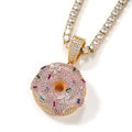 2023 Luxury High Quality Men Women Iced Out Pendant Hip Hop Fine Jewelry Colorful Diamond Icy pink Donut Pendant