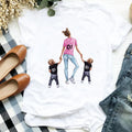 Maycaur Women Cartoon Mom Mother Boy Girl Print Mother Lady T-shirts Casual Top T Shirt Ladies Womens Graphic Female Tee T-Shirt
