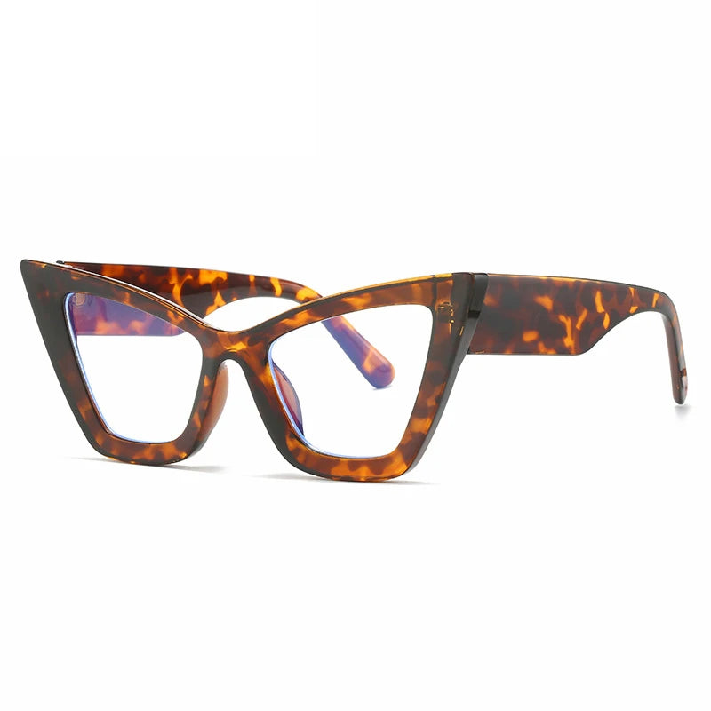 STORY Vintage Fashion Big Frame Eyewear Women Modern Tortoiseshell Optical Glasses Designer Cat Eye Blue Light Blocking Glasses