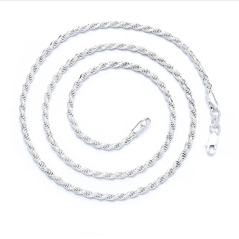 BOCAI New S925 Silver Jewelry Fashionable Necklace for Men & Women Trendy Hemp Rope Collarbone Chain  Holiday Gifts