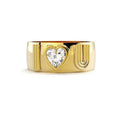 Milskye Minimalist 925 Sterling Silver Women Jewelry Big Chunky Heart Diamond I Heart U Ring