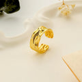 Factory Wholesale Silver Gold Plated Stainless Steel Wide Irregular Wrinkle Open Jewelry Rings for Female